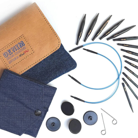 KNITPRO Indigo Wood Mini Değiştirilebilir Misinalı Şiş seti