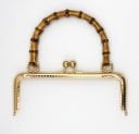 METAL BAG CLIP WITH BAMBOO HANDLE (GOLD - SMALL)