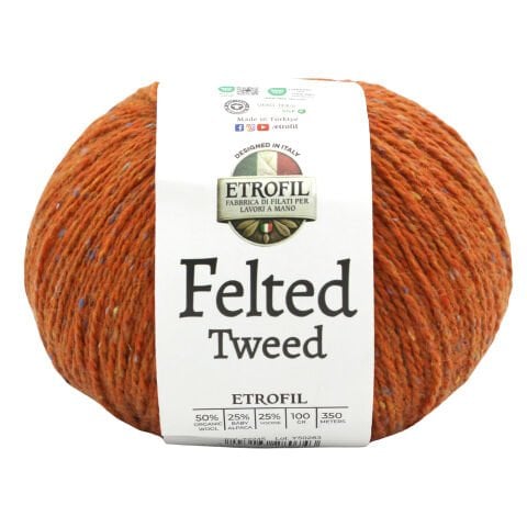 Felted Tweed Örgü İpi %50 Organik Merino Yün %25 Baby Alpaka Yün %25 Viskoz 100g 350m