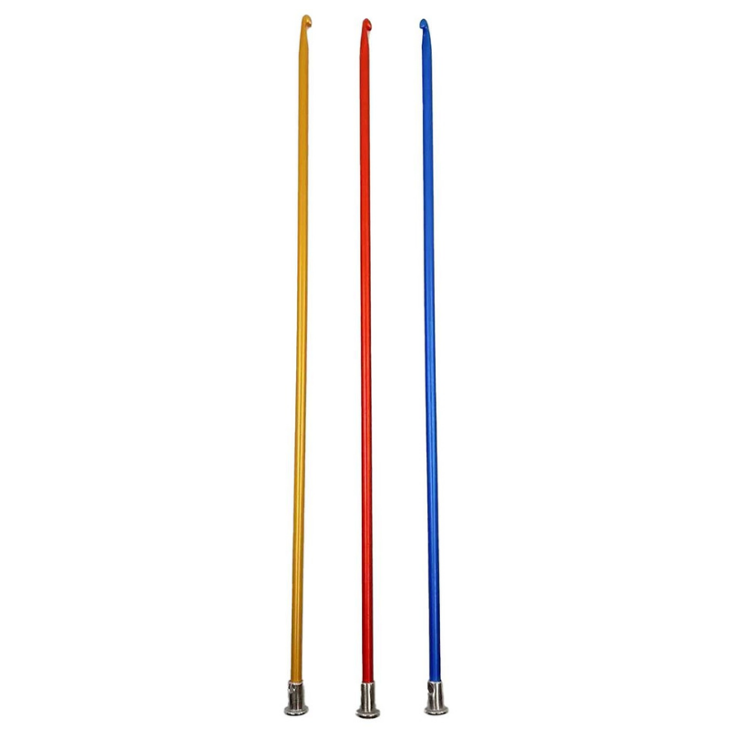 Metal Gagalı Tunus Tığı 35 cm (2,5 - 3 - 3,5 - 4 - 4,5 - 5  - 6 - 7 mm)