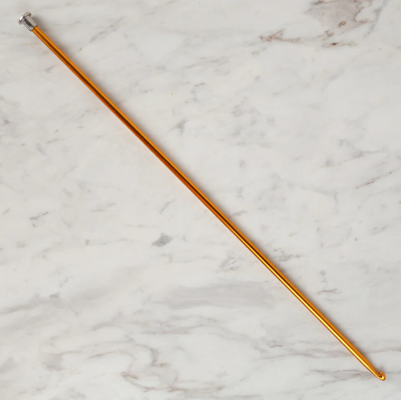 Metal Gagalı Tunus Tığı 35 cm (2,5 - 3 - 3,5 - 4 - 4,5 - 5  - 6 - 7 mm) YABALI GAGALI ŞİŞ 35 CM 5 MM SARI
