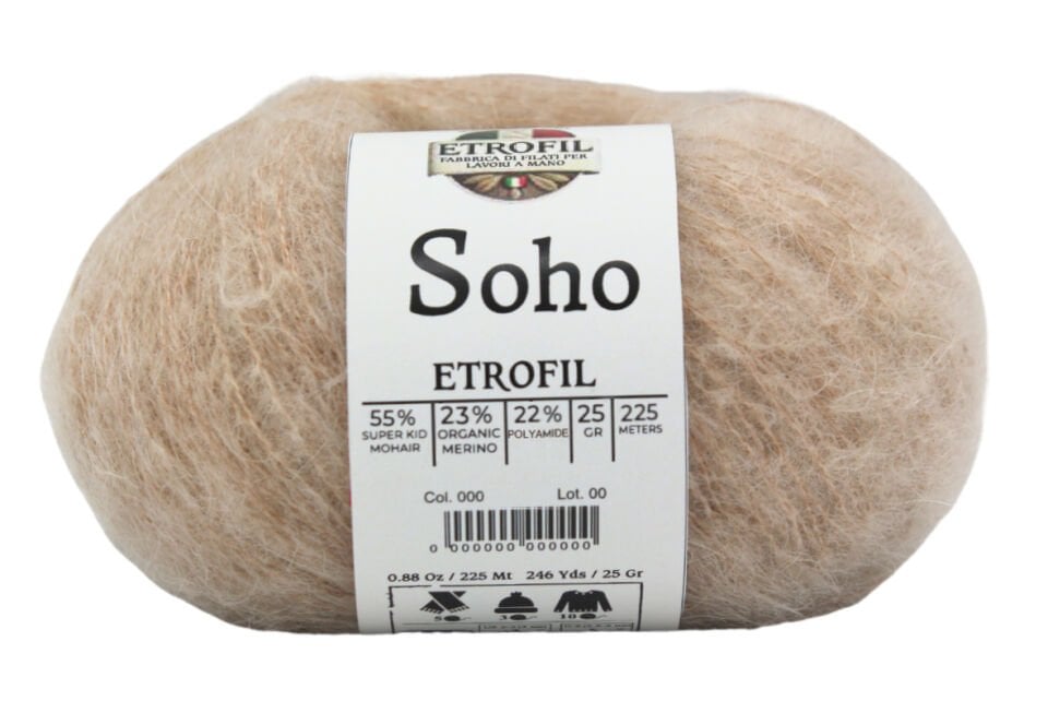 Soho Örgü İpi %55 Super Kid Mohair %23 Organik Merino Yün %22 Polyester 25g 225m